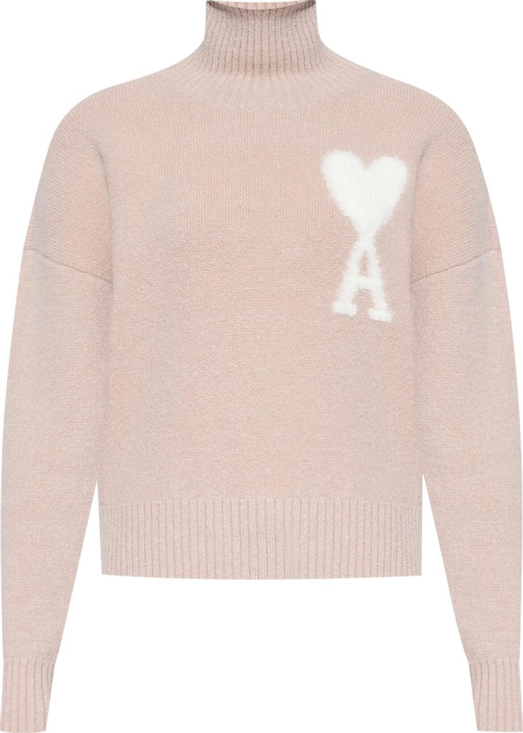 Ami High Collar Sweater 'Powder Pink/Ivory'