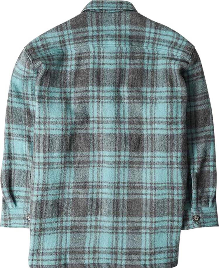 Ami Plaid Wool Shirt Jacket Aqua MarineMineral Grey