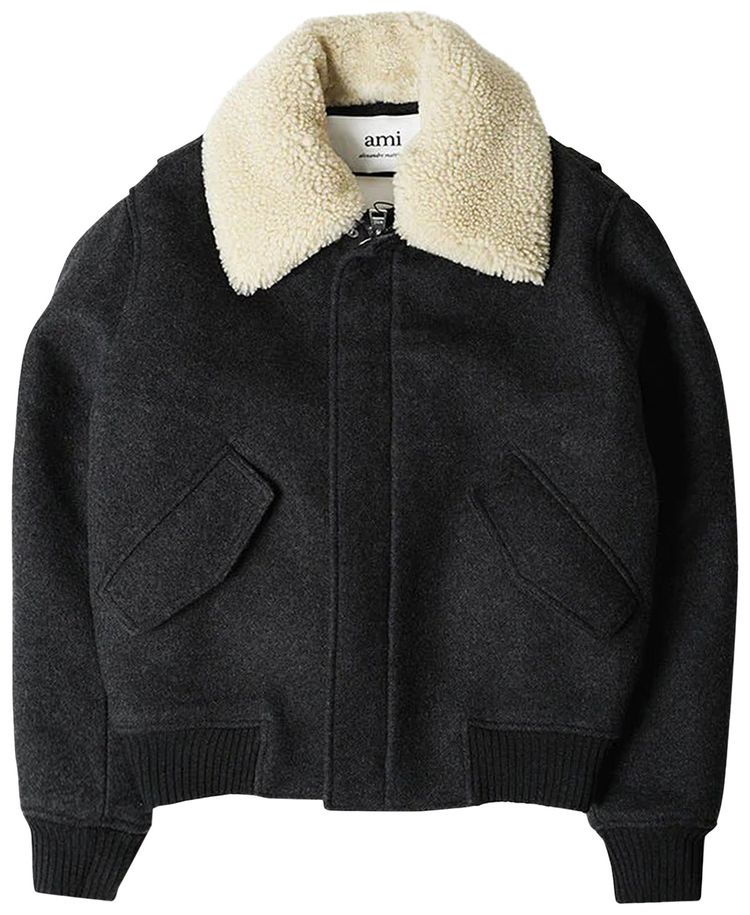 Ami Shearling Collar Jacket Grey