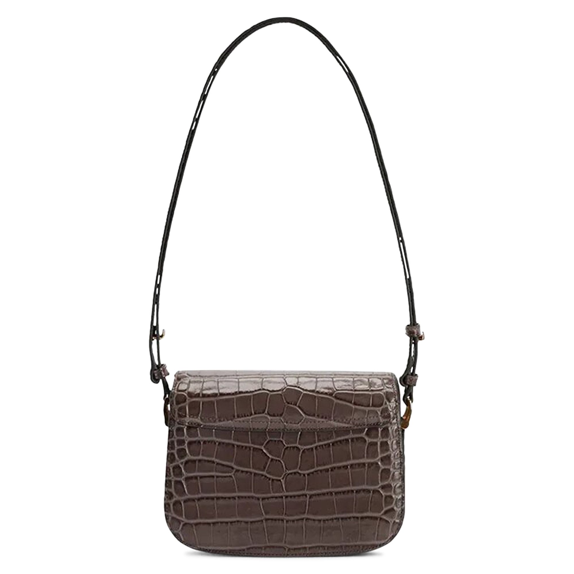 Buy Ami Small Paris Crocodile Embossed Bag 'Mineral Grey' - ULL005