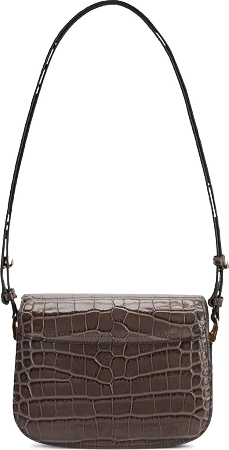 Ami Small Paris Crocodile Embossed Bag Mineral Grey