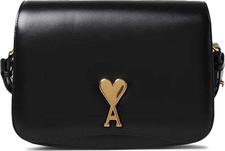 Ami Logo Plaque Shoulder Bag Black