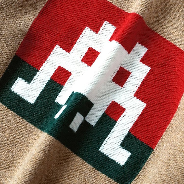 Comme des Garcons SHIRT Space Invader Knit Sweater Camel