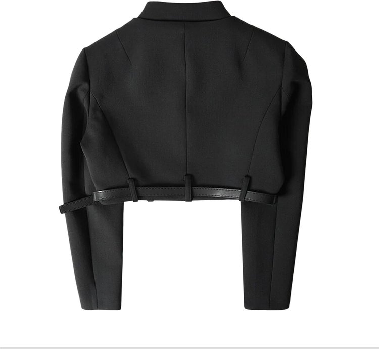 Coperni Belted Cropped Jacket Black