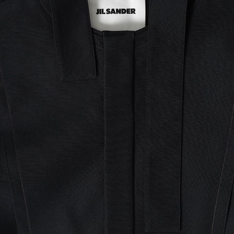 Jil Sander Longline Wool Canvas Shirt Black