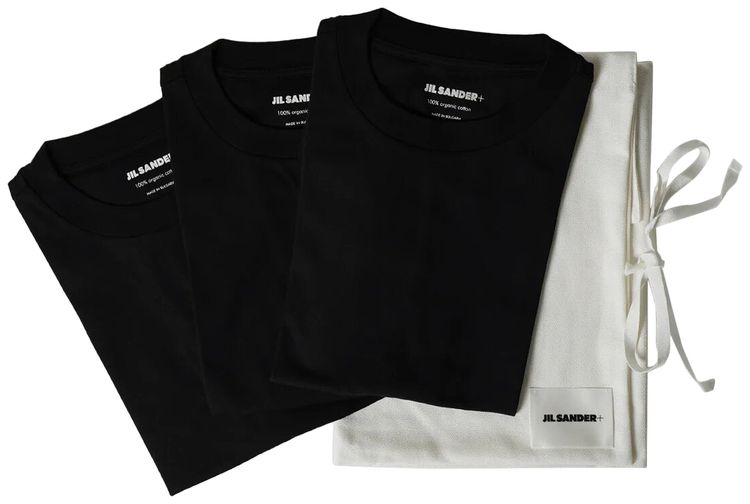 Jil Sander Logo Designers T Shirt 3 Pack Black