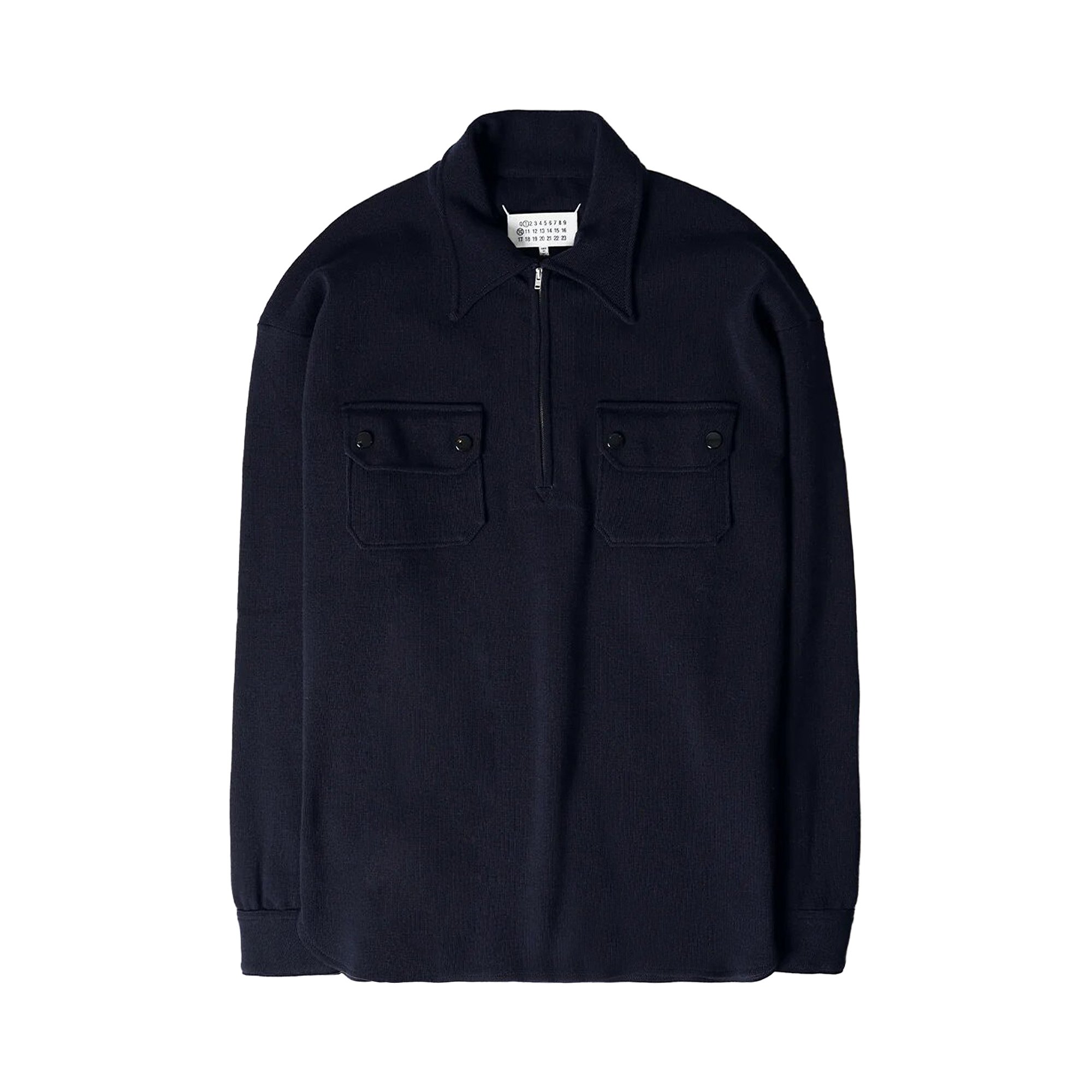 Maison Margiela Long-Sleeve Zip Up Polo Shirt 'Navy Blue'