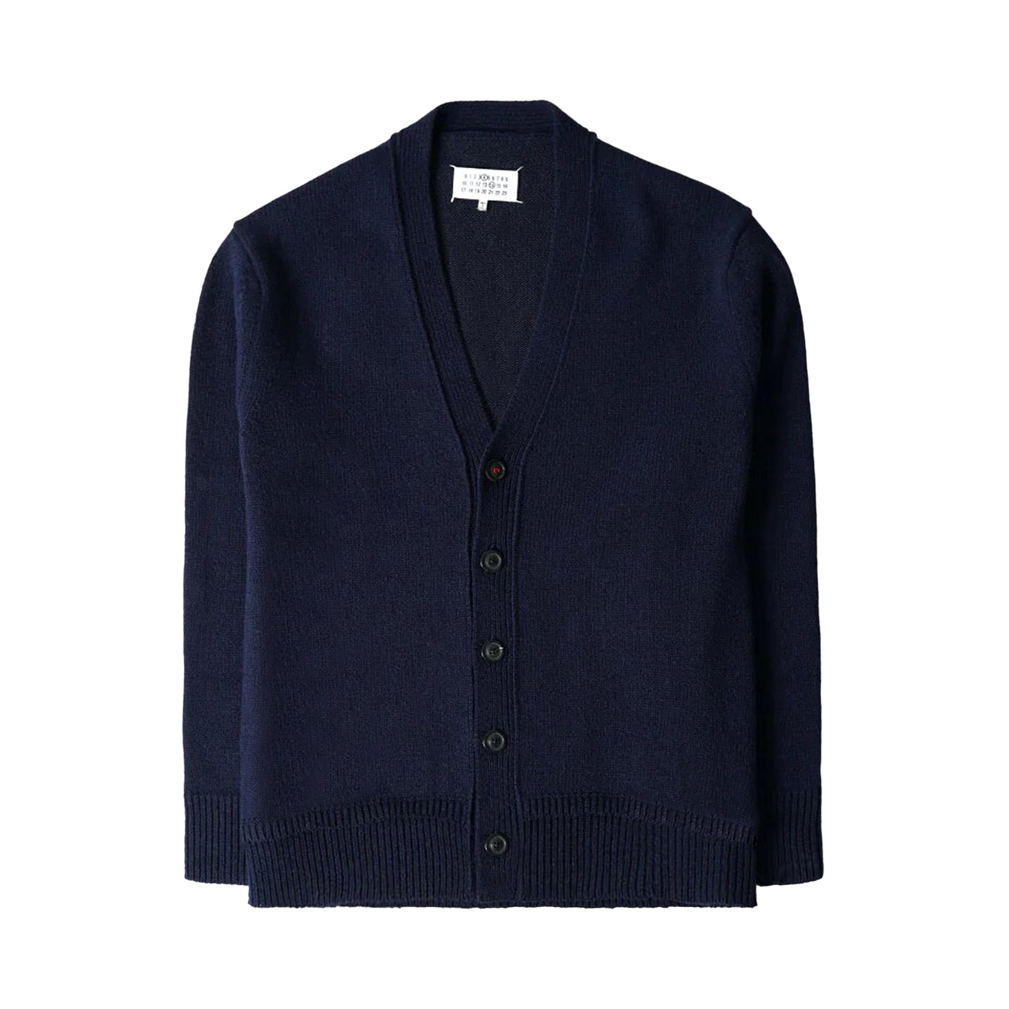 ダークネイビー Vネックカーディガン Maison Margiela Maison Margiela elbow-patch V-neck Cardigan | Blue | FARFETCH