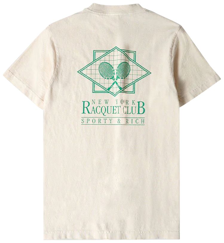 Sporty  Rich Public Racquet Club Short Sleeve T Shirt Cream