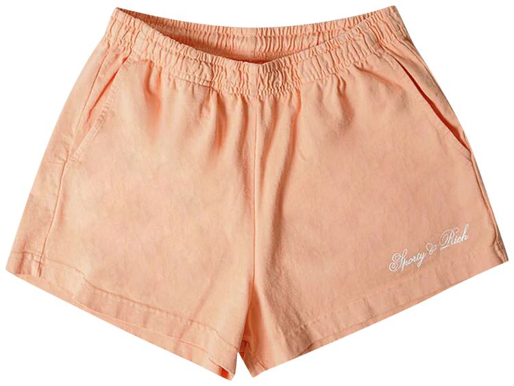 Sporty  Rich Cursive Logo Disco Shorts PeachWhite