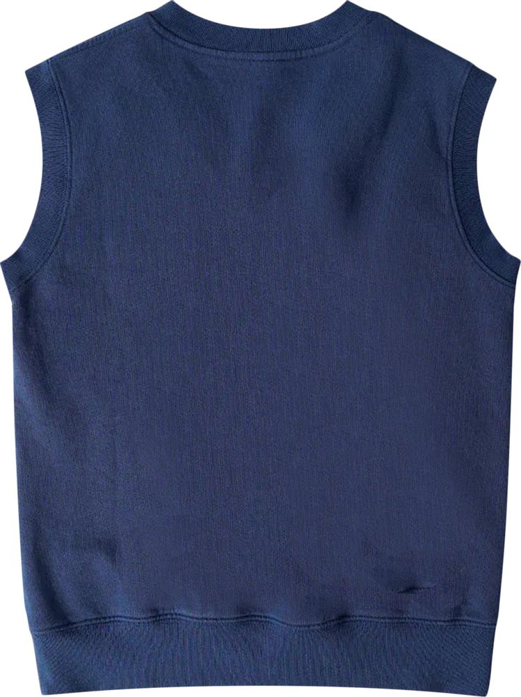 Sporty  Rich Serif Logo Knit Vest NavyWhite