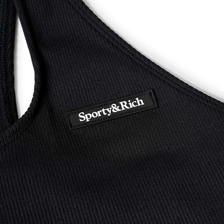 Sporty  Rich Serif Rib Sports Bra BlackWhite