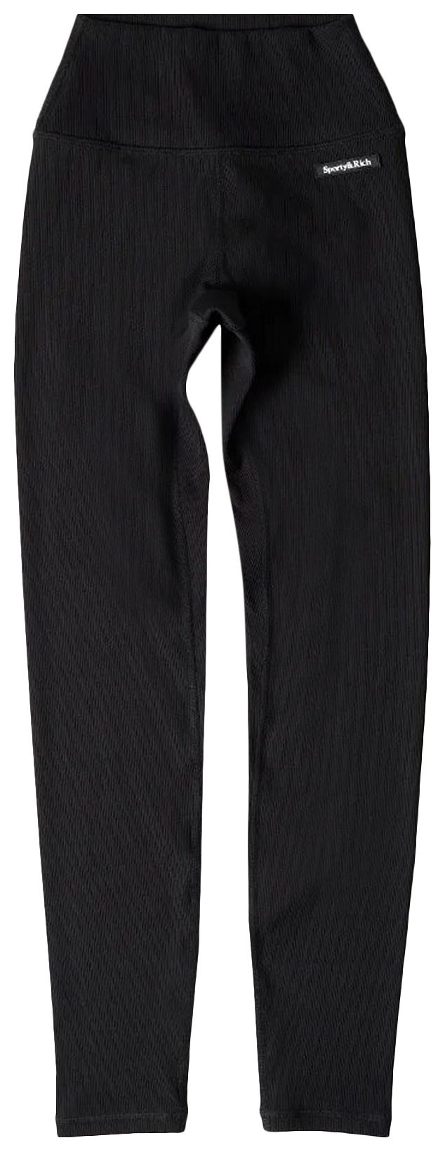 Sporty  Rich Serif Logo Rib Leggings BlackWhite