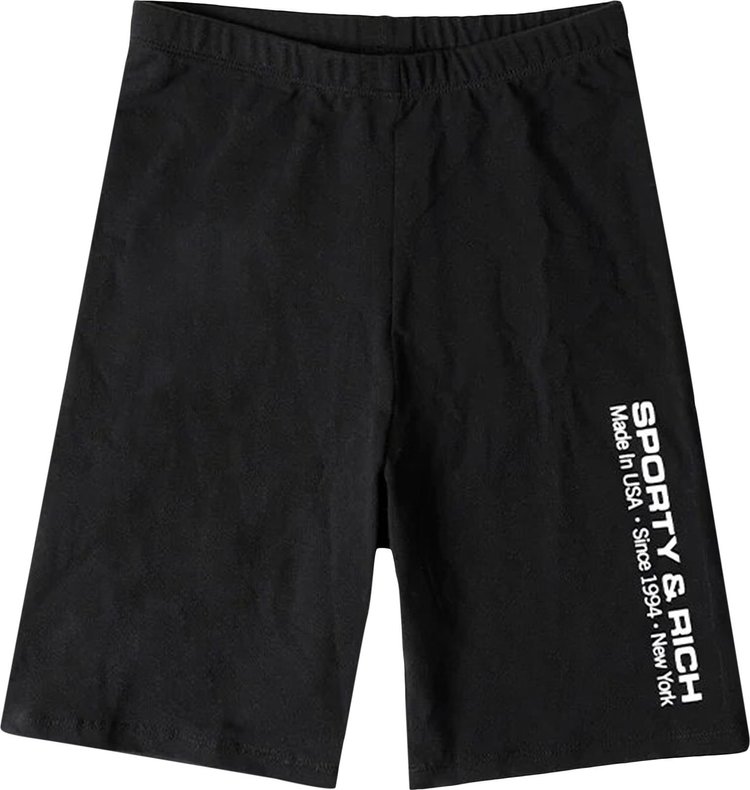 Sporty & Rich Logo Printed Fitted Shorts 'Black/White'