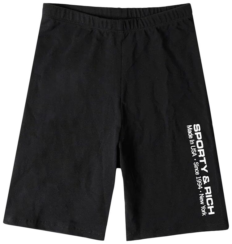 Sporty  Rich Logo Printed Fitted Shorts BlackWhite
