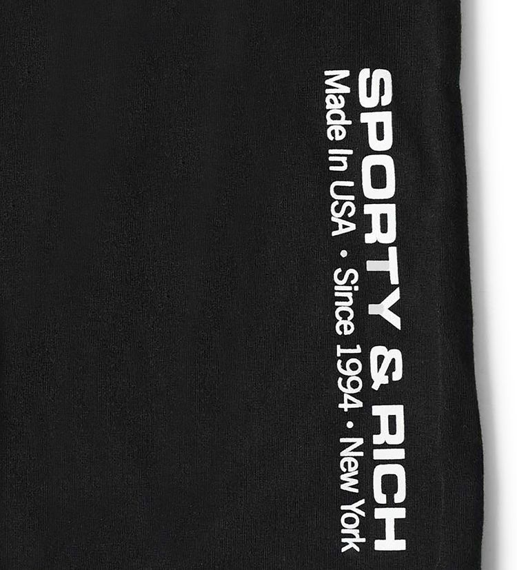 Sporty  Rich Logo Printed Fitted Shorts BlackWhite