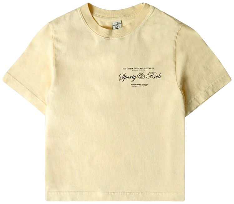 Sporty  Rich Logo Cropped T Shirt AlmondBlack