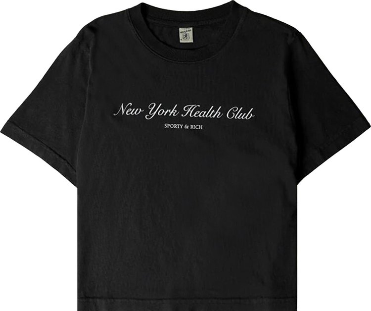 Sporty & Rich NY Gym Cropped Short-Sleeve T-Shirt 'Black/White'