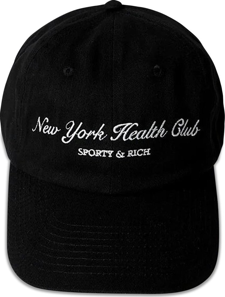 Sporty & Rich Logo Embroidered Curved Peak Cap 'Black/White'