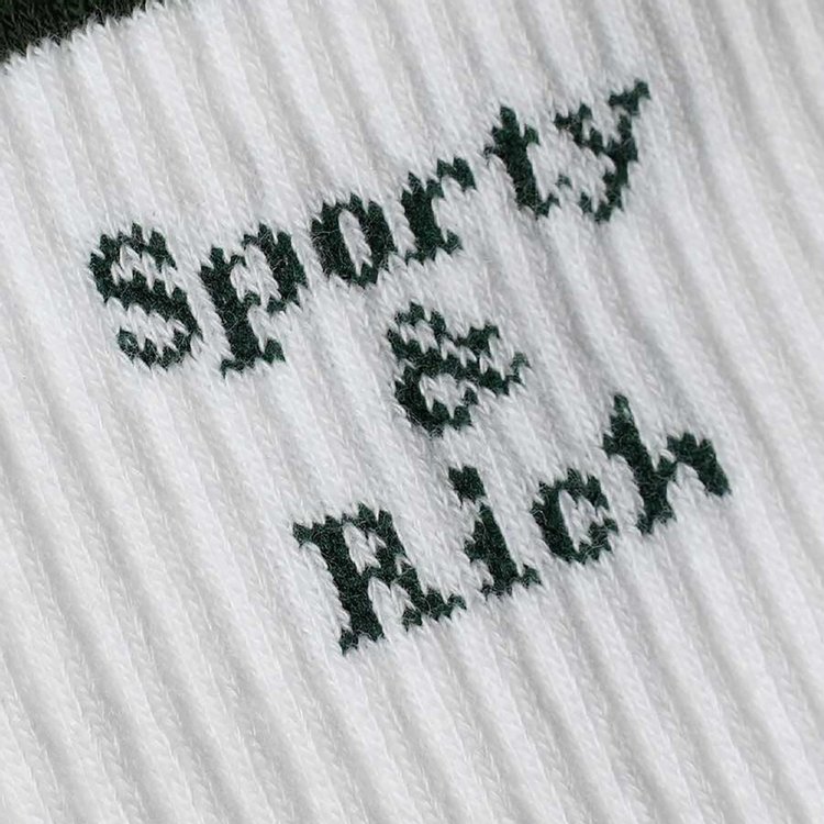 Sporty  Rich Logo Print Ribbed Socks WhiteGreen