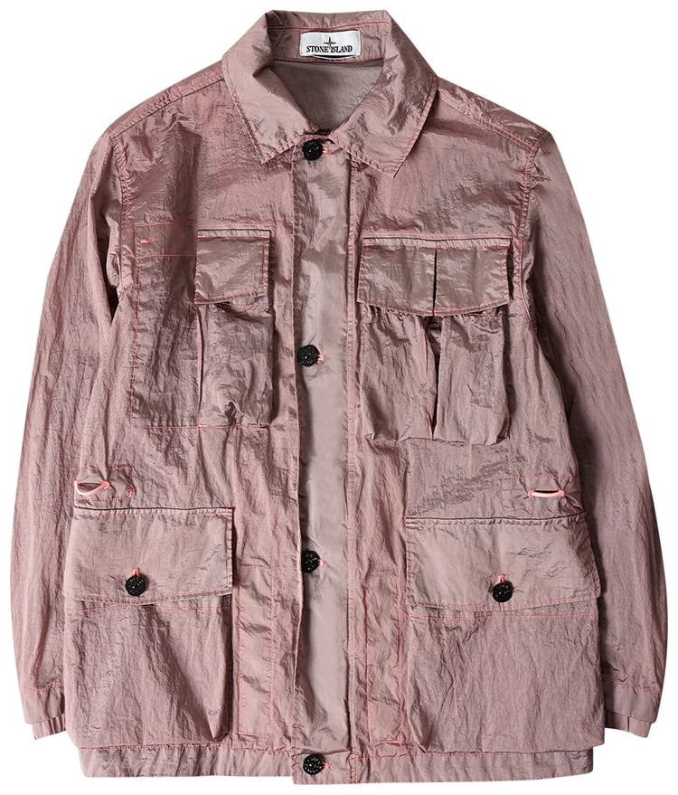 Stone Island Twill Stretch TC Hooded Jacket Pink