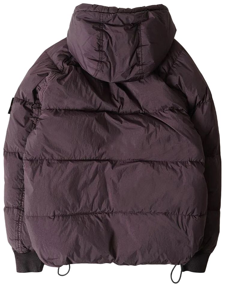 Stone Island Zip Up Puffer Jacket Burgundy