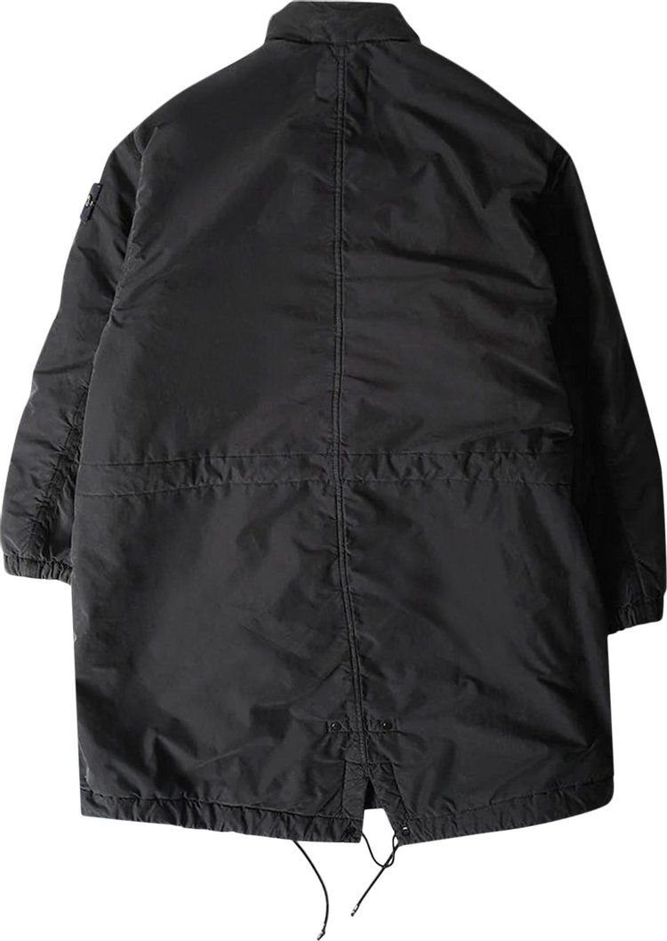 Stone Island Compass Badge Long Raincoat Black