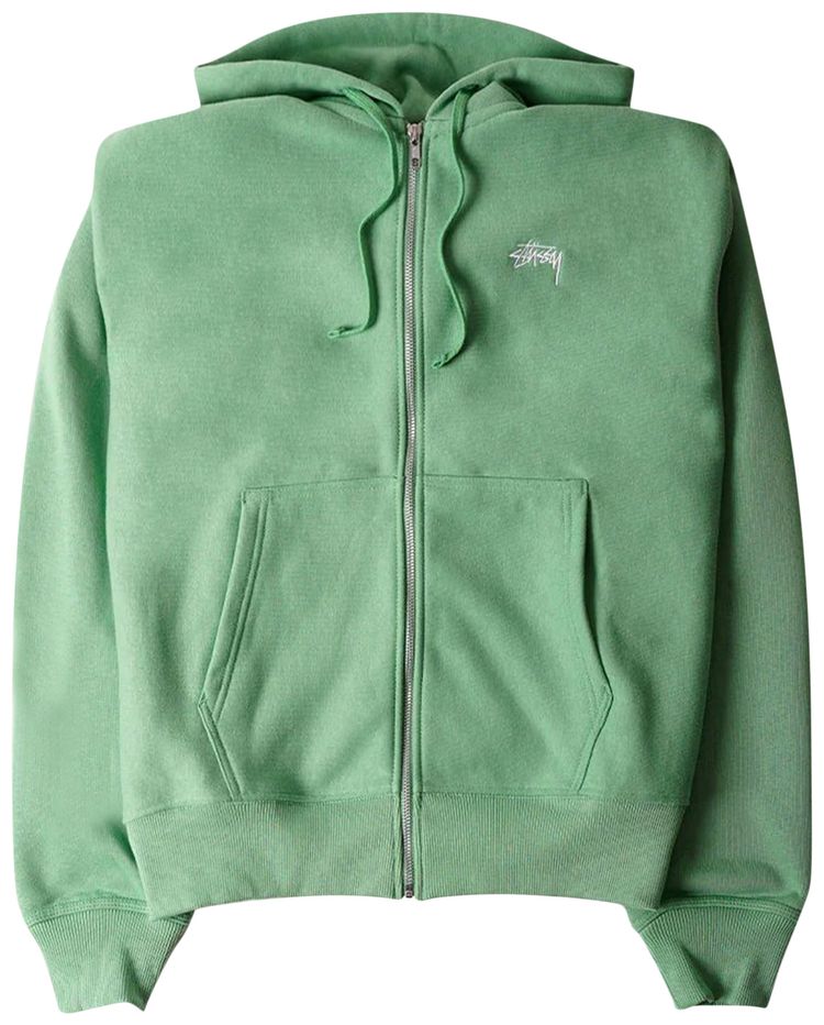 Stussy Stock Logo Zip Hoodie Green