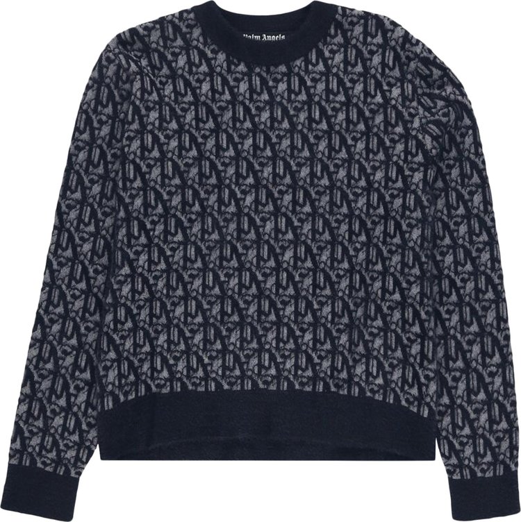 Palm Angels Monogram Jacquard Sweater 'Grey/Black'