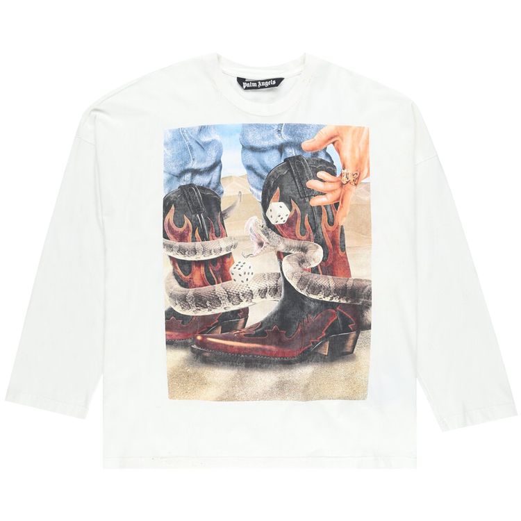 Palm Angels Dice Game Long Sleeve T Shirt Off WhiteMulticolor