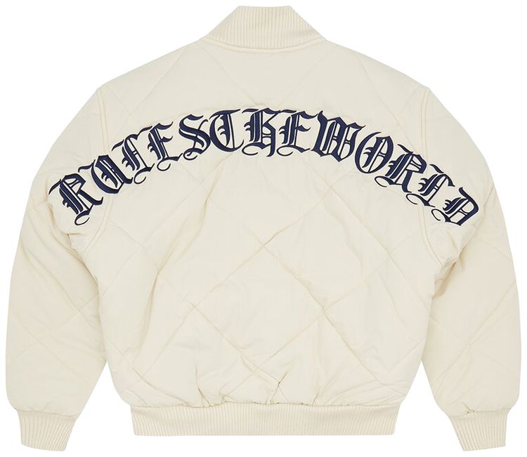 Corteiz Olde English Quilted Bomber Jacket Cream