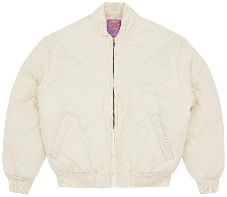 Corteiz Olde English Quilted Bomber Jacket Cream