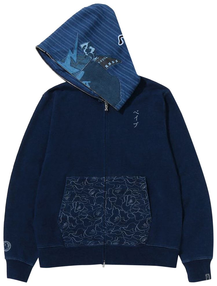 BAPE Shark Full Zip Hoodie Indigo