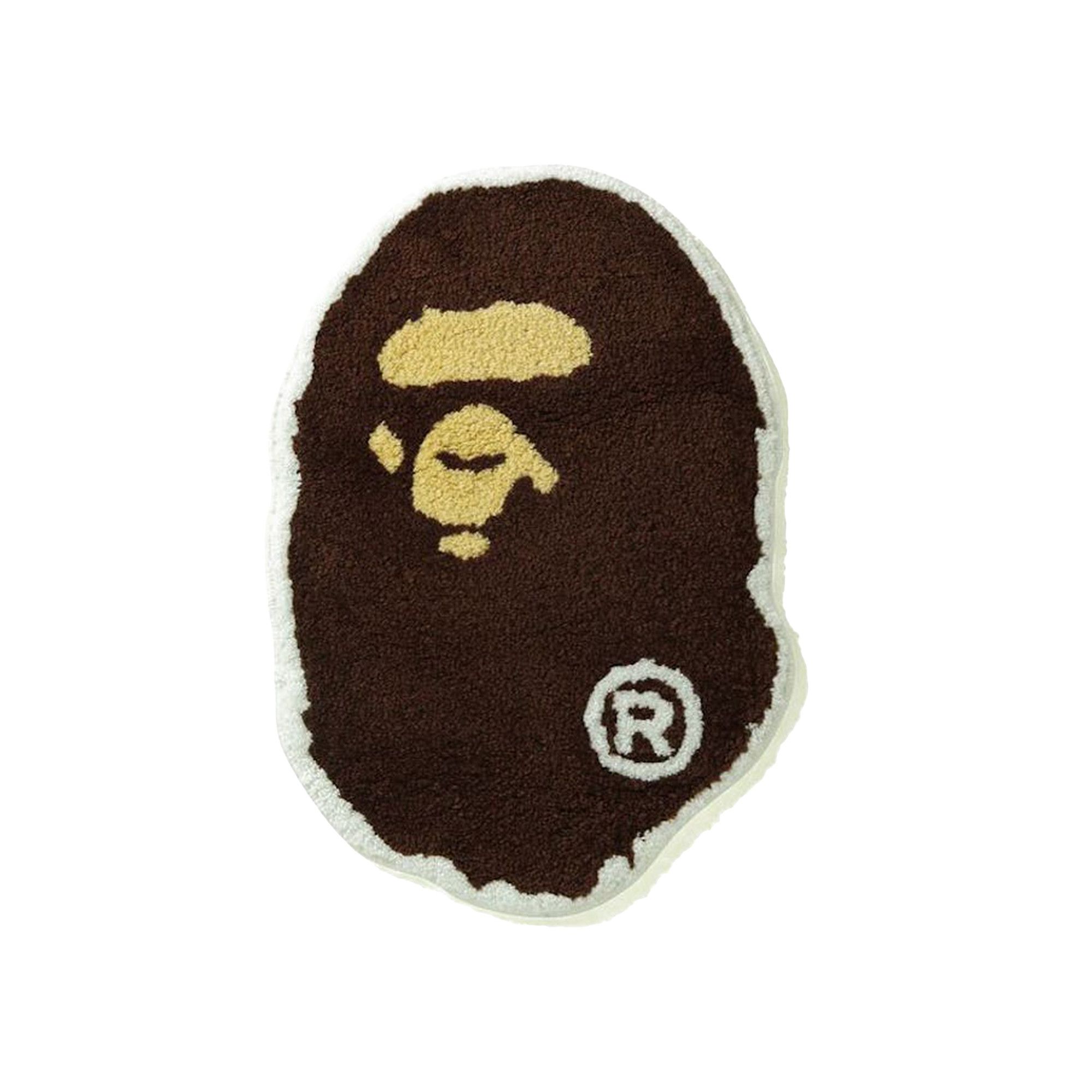 A BATHING APE BIG APE HEAD RUG MAT M エイプ A Bathing Ape Head Rug, Bape Mat, Brown, Made In Japan, Nigo, Size