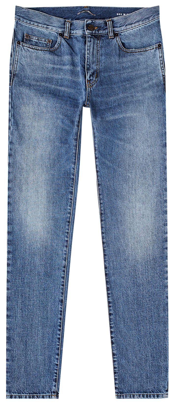 Saint Laurent Faded Straight Fit Leg Jeans Blue