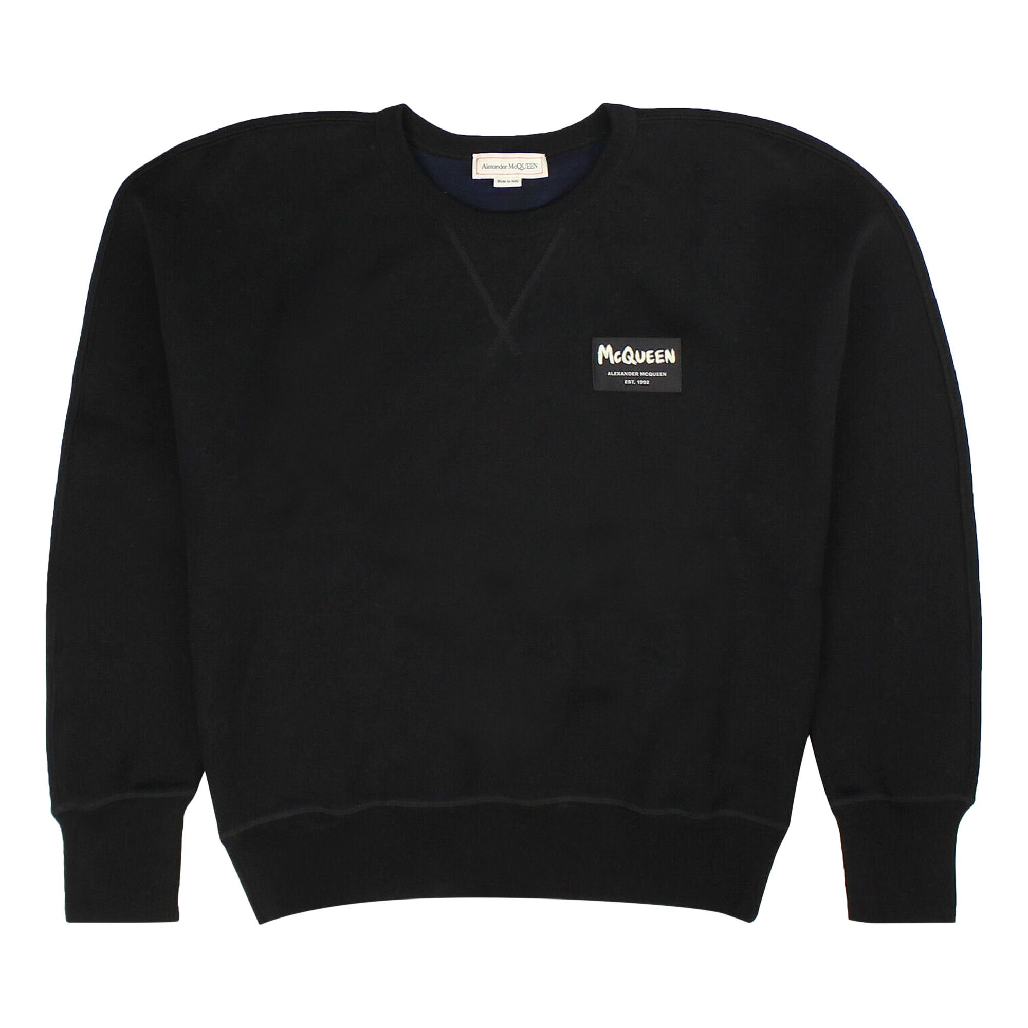 スウェット・トレーナー alexander mcqueen 664680 QRX55 1000 Sweatshirts Black Buy Alexander McQueen Logo Crewneck 'Black' - 664680 QRX55