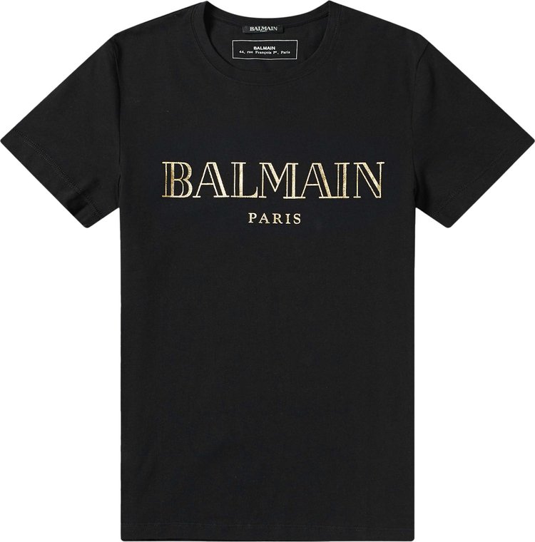 Balmain Logo Tonal T-Shirt 'Black/Gold'