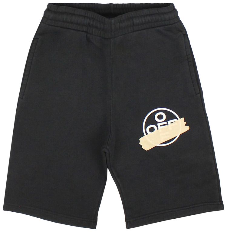 Off White Tape Sweatshorts BlackBeige