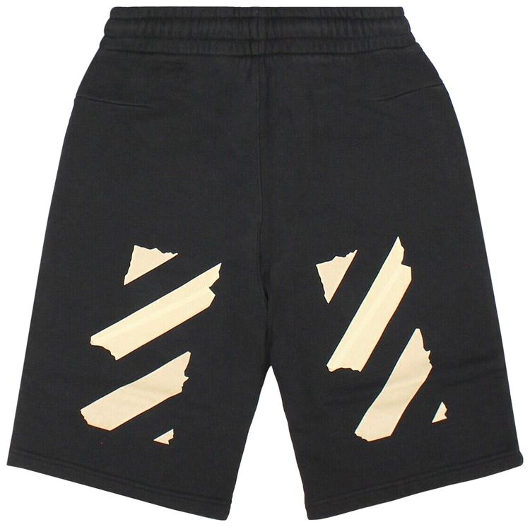 Off White Tape Sweatshorts BlackBeige