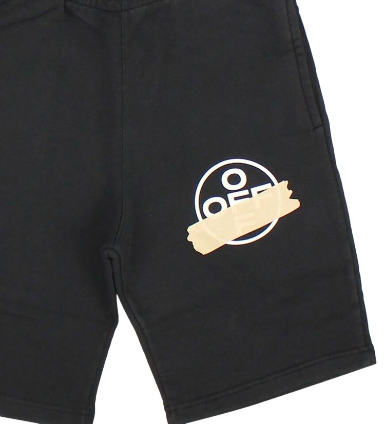 Off White Tape Sweatshorts BlackBeige