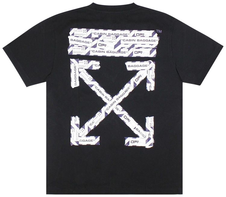 Off White Airport Tape T Shirt BlackWhite