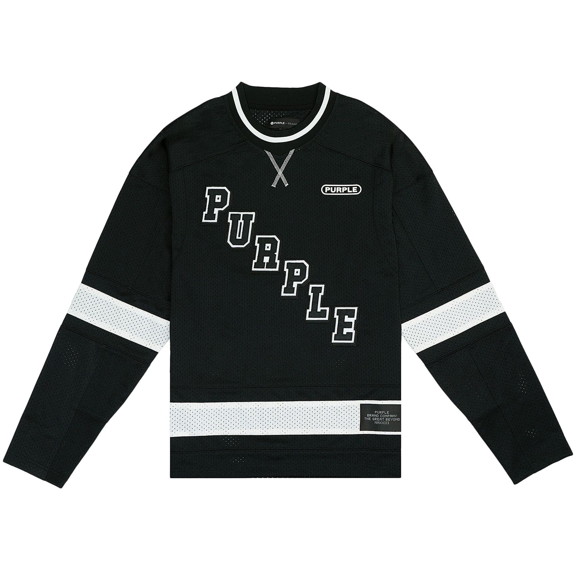 Tシャツ・カットソー Off-White BANKNOTE MESH HOCKEY L/S TEE / BLK LIME CRM Off-White: Black Banknote Mesh Hockey Long Sleeve T-shirt