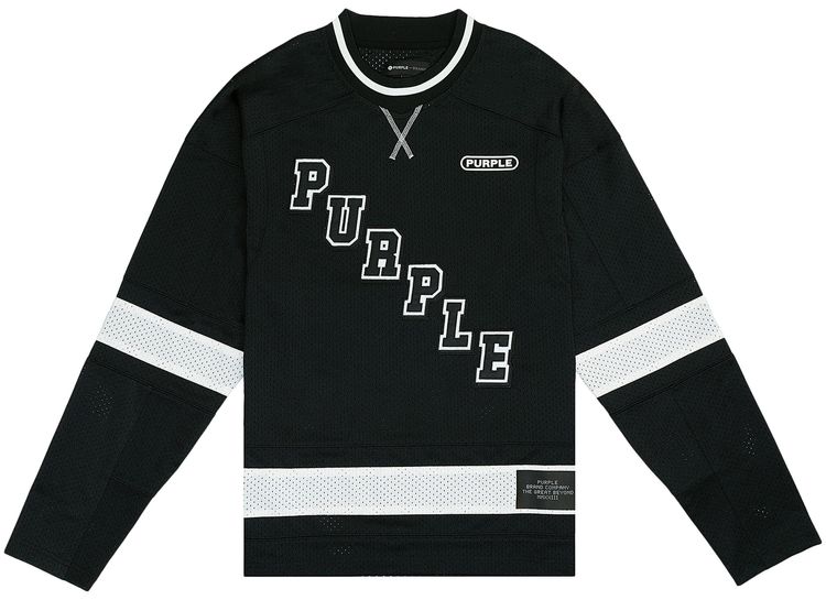 PURPLE BRAND Team Mesh Long Sleeve Top Black