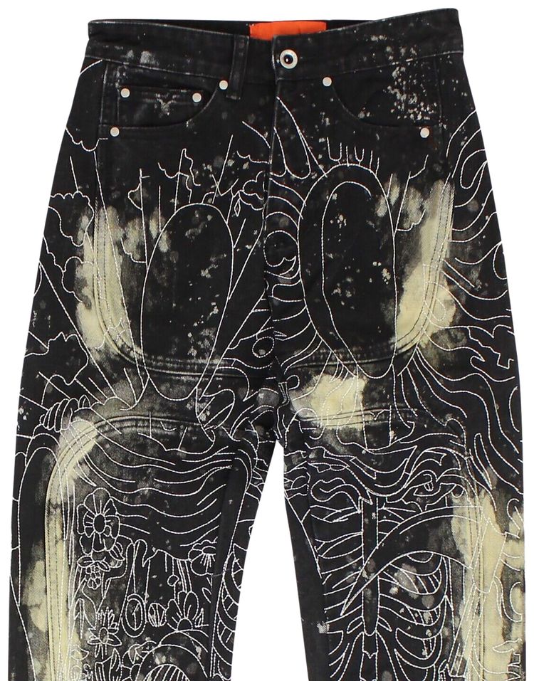 Who Decides War Blanched Embroidered Jeans Black