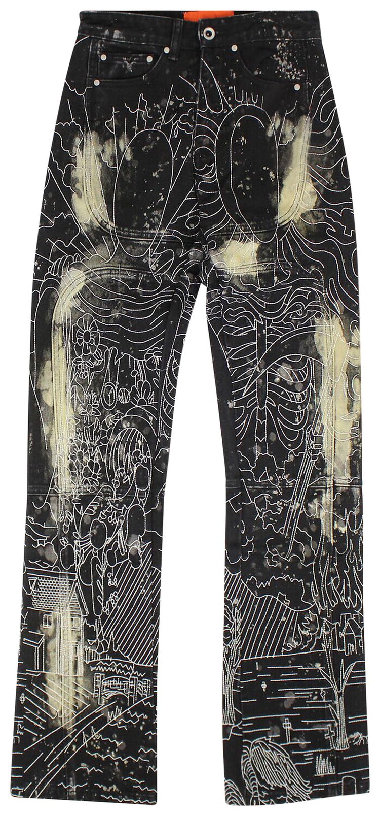 Who Decides War Blanched Embroidered Jeans Black