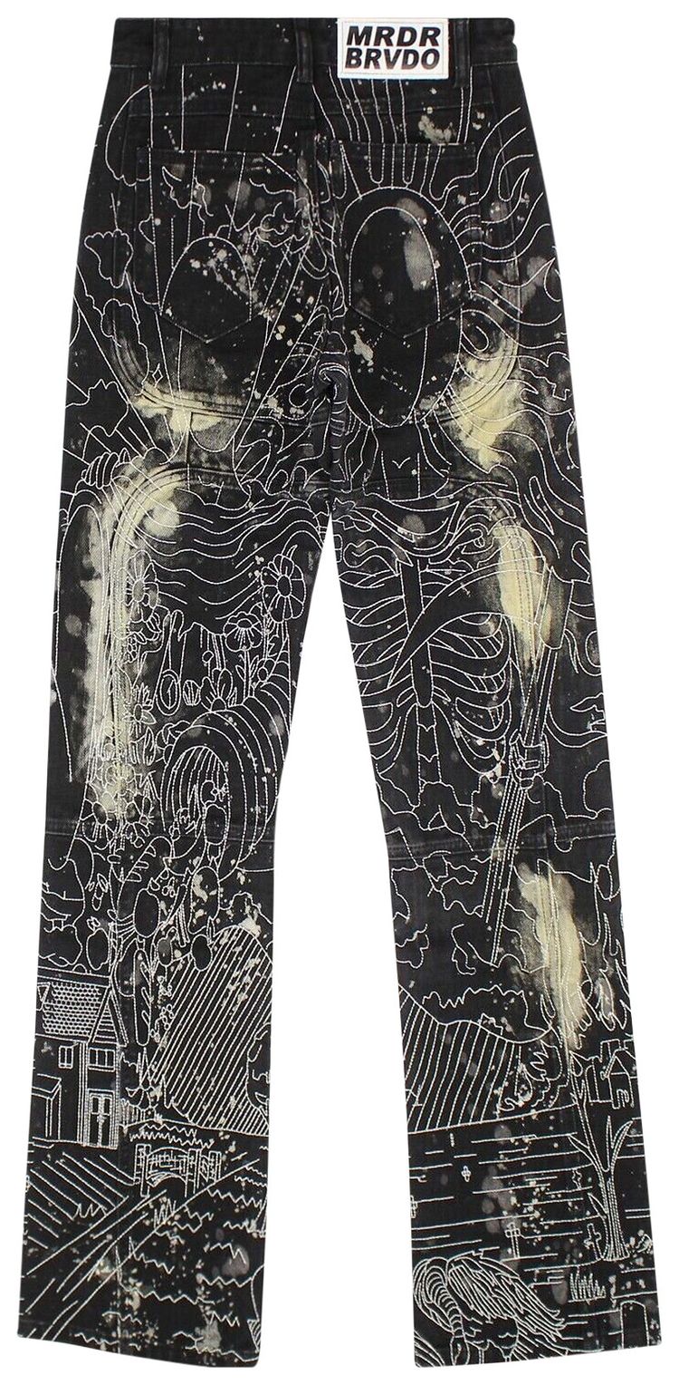 Who Decides War Blanched Embroidered Jeans Black