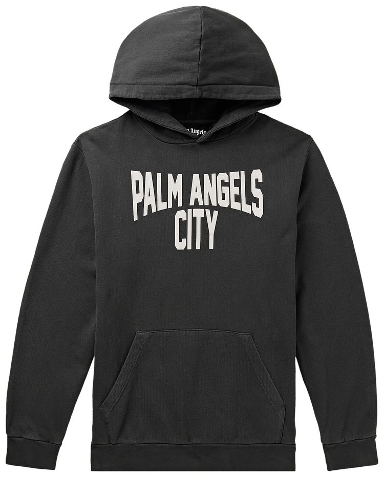 Palm Angels City Hoodie Dark Grey White