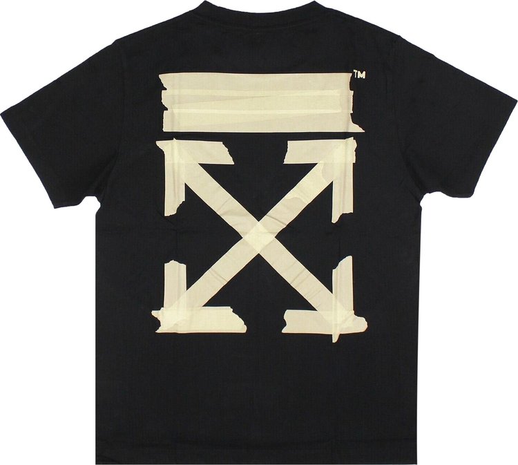 Off White Tape Arrows T Shirt BlackBeige