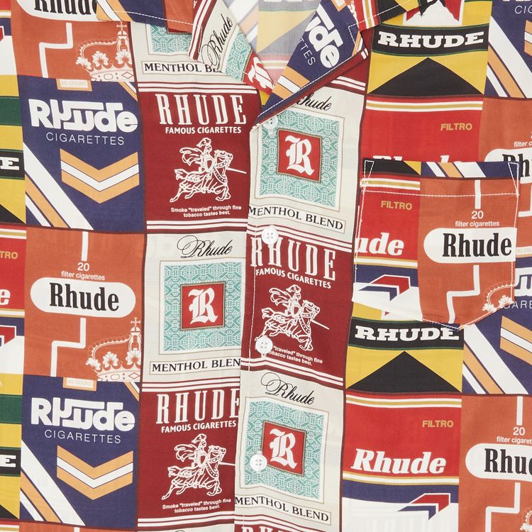 Rhude Cigaretta Silk Shirt RedMulticolor