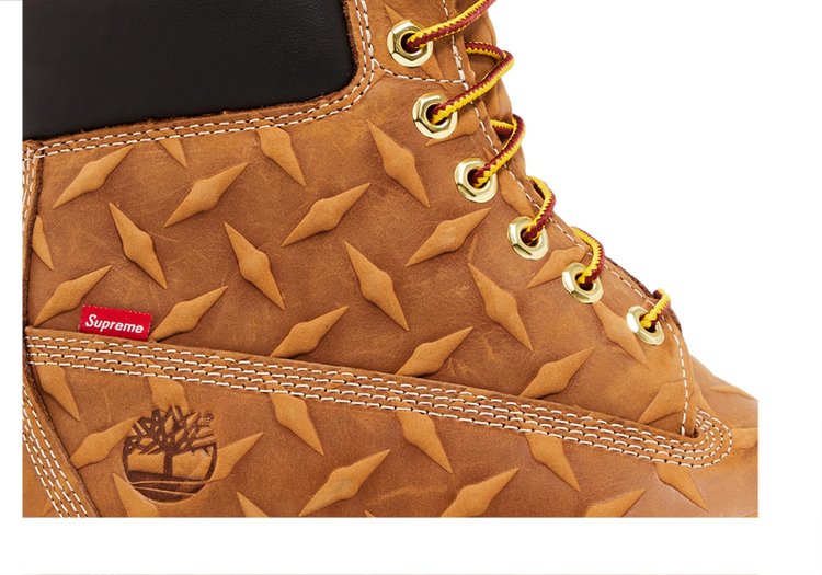 Supreme x 6 Inch Premium Waterproof Boot Embossed Diamond Plate   Wheat